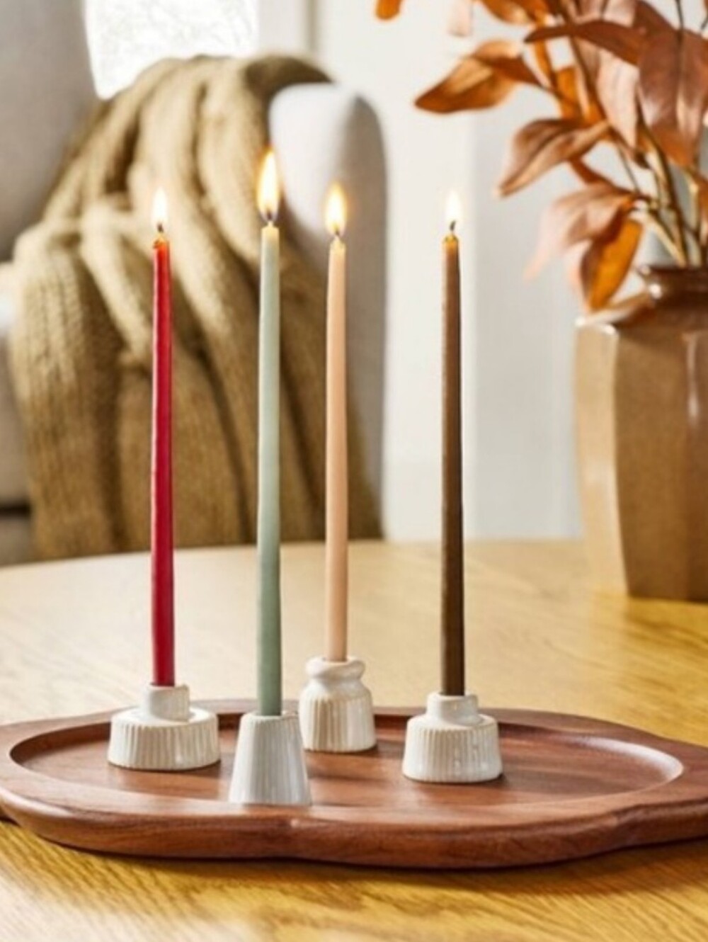 NIB Magnolia Hearth & Hand Set of 4 Mini Ceramic Taper Candle Holders